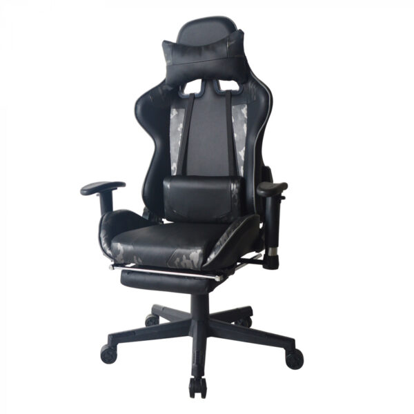 Silla para juegos silla de oficina Thomas - camuflaje - juegos de carreras - reposapiés - ajustable - VDD World ES