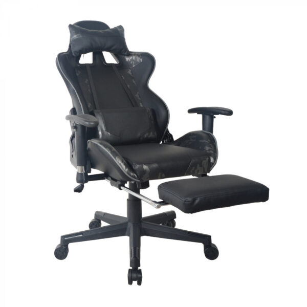 Silla para juegos silla de oficina Thomas - camuflaje - juegos de carreras - reposapiés - ajustable - VDD World ES