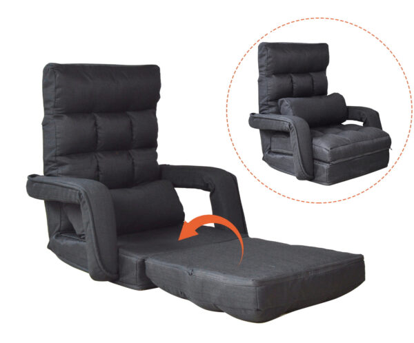 Silla de juego - sillón - silla de piso - respaldo ajustable - se pliega en una tumbona - VDD World ES