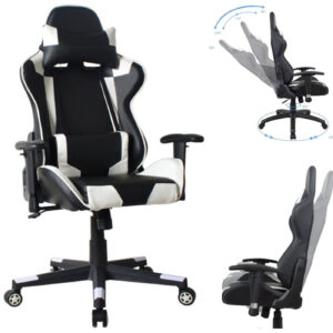 Silla de juegos de carreras - silla de oficina - alto diseño Thomas - blanco negro