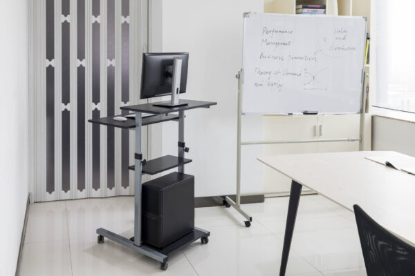 Mesa de trabajo para portátil - uso sentado o de pie - atril móvil - ajustable en altura - VDD World ES
