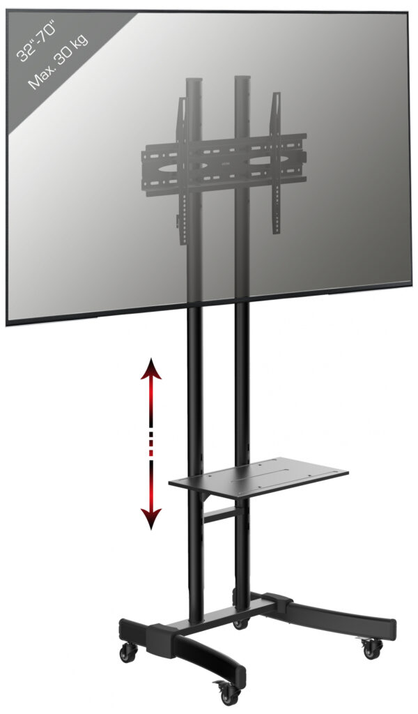 Soporte de base para TV - soporte de monitor de pantalla móvil - ajustable en altura - negro - VDD World ES